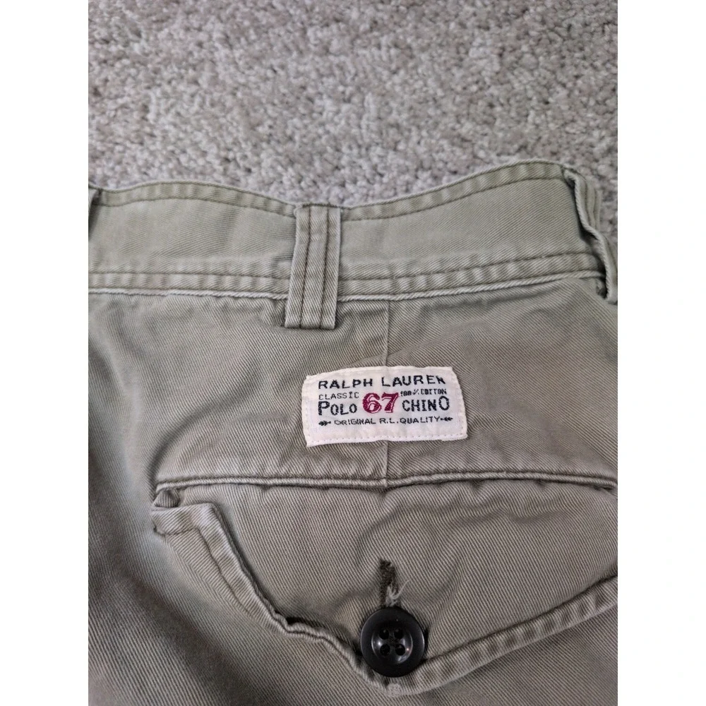 Polo Ralph Lauren Mens Olive Green Cotton Twill Cargo‎ Shorts Size 34 Utility
